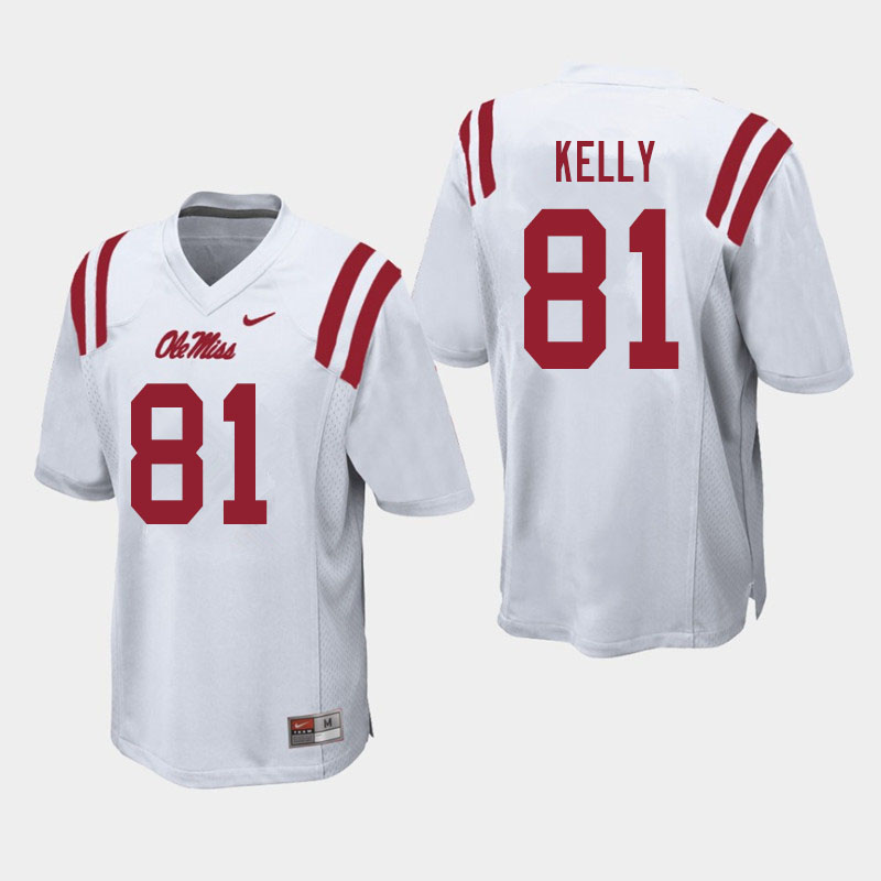 Men #81 Casey Kelly Ole Miss Rebels College Football Jerseys Sale-White - Click Image to Close